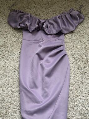 Off-Shoulder Lavender Bodycon Dress